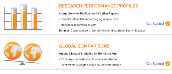 Acceso a Research Performance Profile y a Global Comparisons