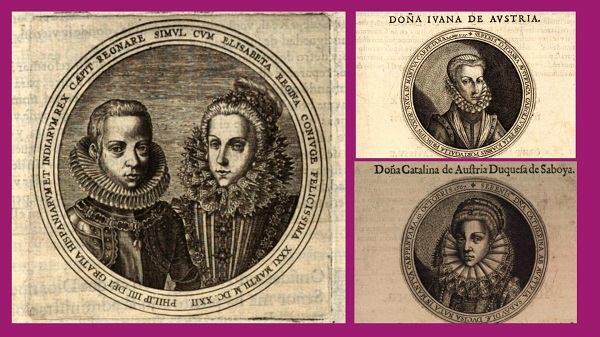 Juana de Austria, Catalina Micaela e Isabel de Borbón en los grabados del 