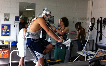 Patient preparation prior to stress test.