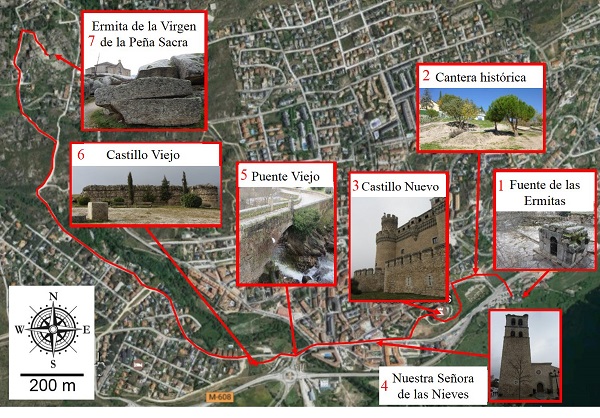 Mapa de la Ruta Geomonumental de Manzanares el Real. / David M. Freire- Lista