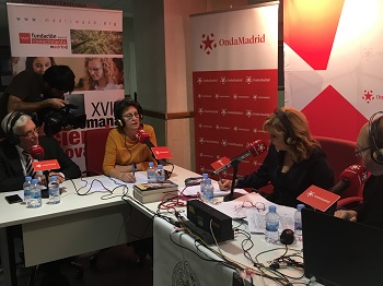 Jesús Sánchez Martos y Mercedes Gómez Bautista en el programa de Onda Madrid. / UCM.