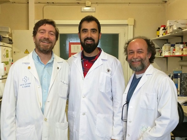 El grupo de la UCM que ha participado en el estudio, de izquierda a derecha: José R. Regueiro, Miguel Muñoz Ruiz y Edgar Fernández Malavé. / E.F.M.