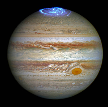 Auroras en uno de los polos de Júpiter captadas por el Hubble. / NASA, ESA y J. Nichols.