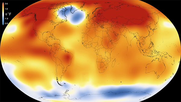 2015 fue el año más caluroso del que se tienen registros. / NASA-NOAA.