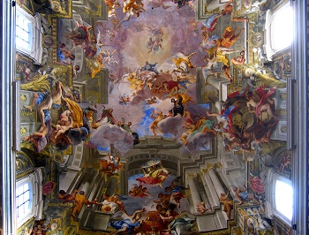 Bóveda en la iglesia de San Ignacio de Roma/ Andrea Pozzo.