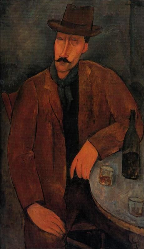 Amadeo Modigliani - Man with a glass of wine - c 1918