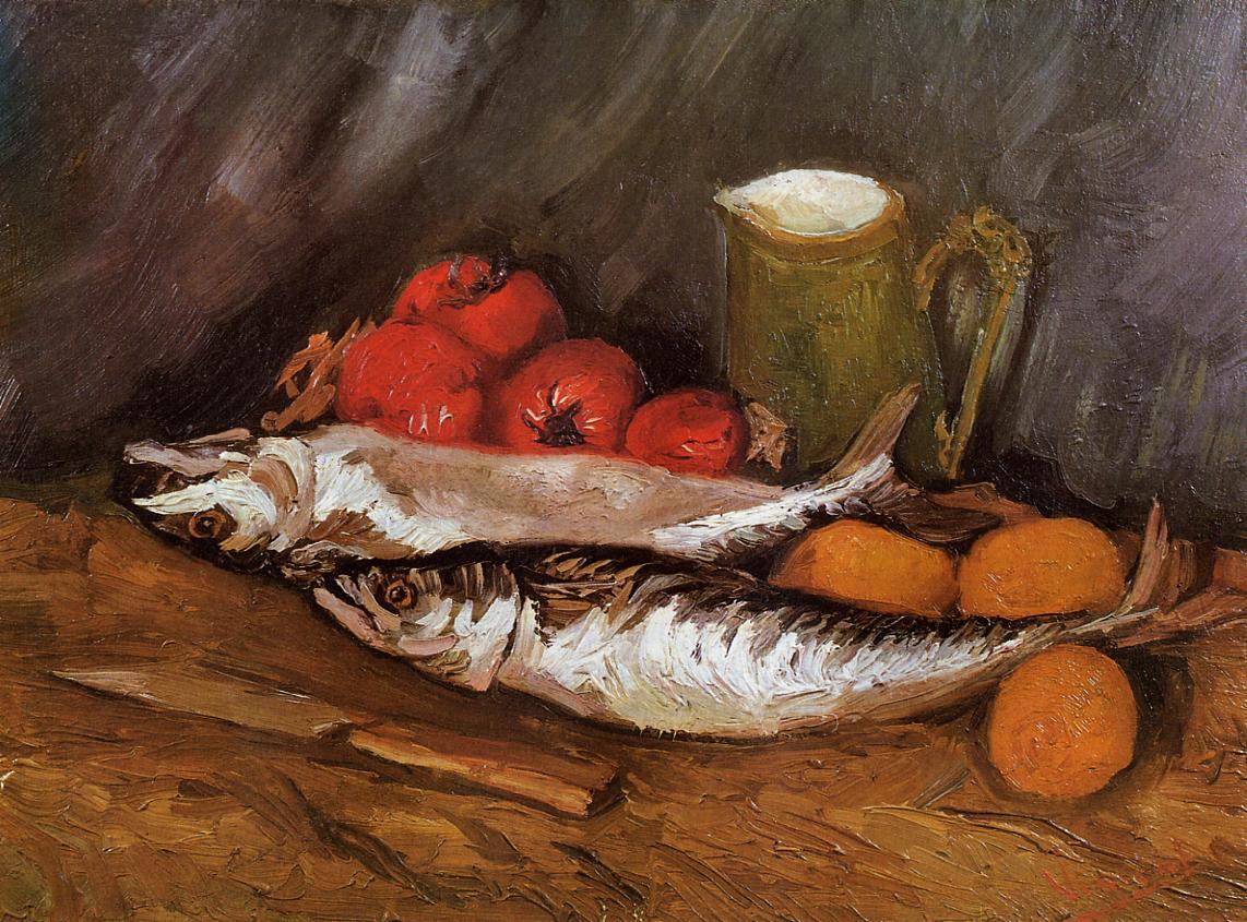 Van Gogh - Still life with mackerels and tomates - 1886