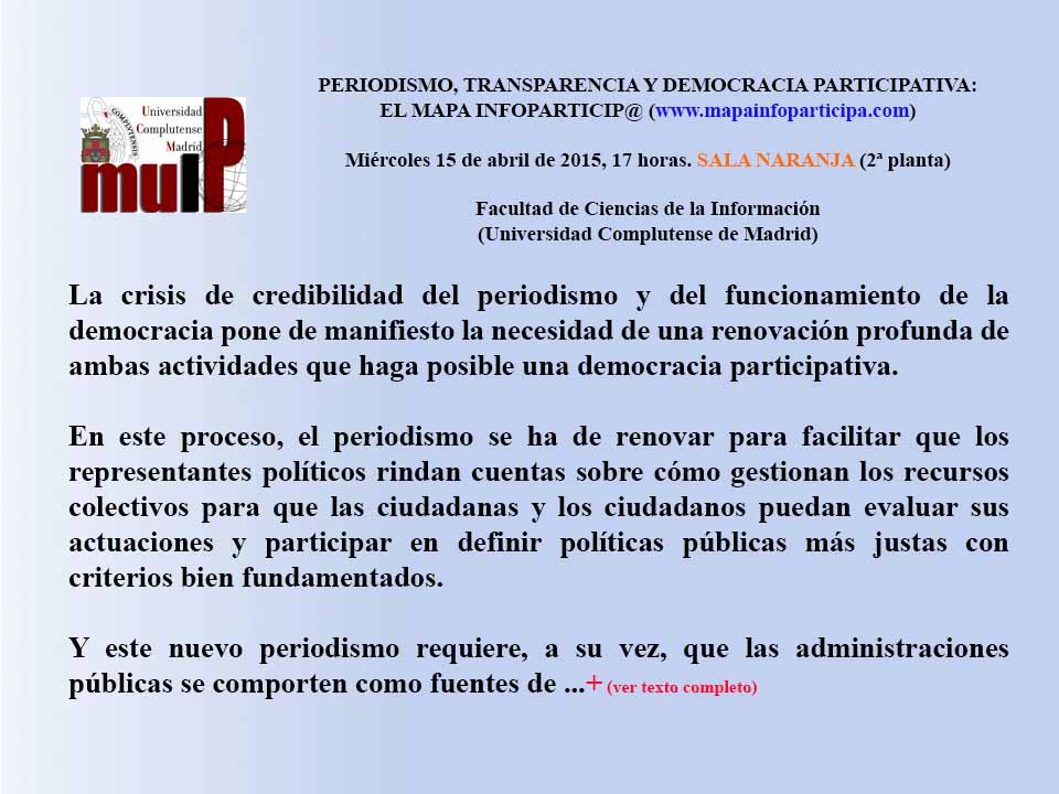 Periodismo, transparencia y democracia participativa: el mapa Infoparticip@ (www.mapainfoparticipa.com)