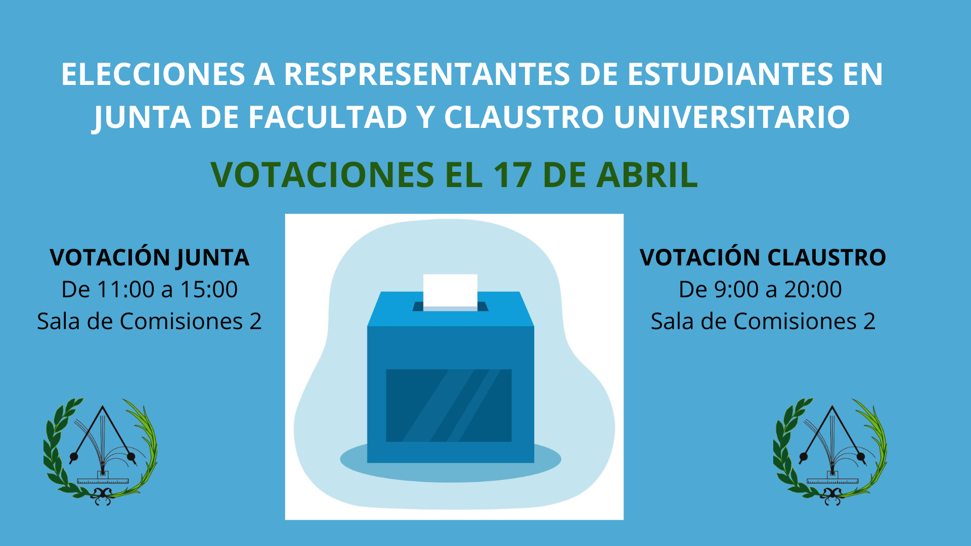 Votaciones Elecciones a Representantes de Estudiantes en Junta de Facultad y Claustro