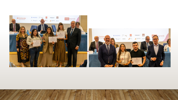 Premio UCM-Santander mejor idea de Futuro y Mención GEC Innovación. Premios TFM "Guía de emprendimiento Corporativo". Enhorabuena a los/as estudiantes premiados/as