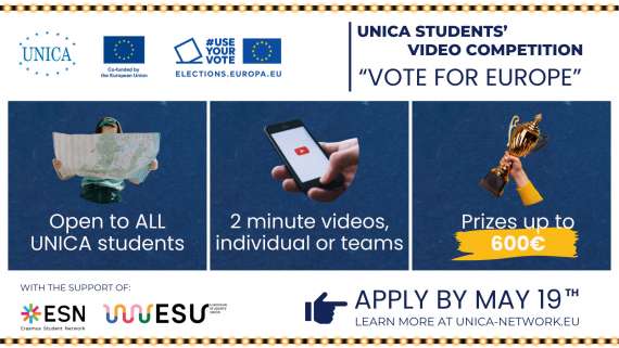 Comparte lo que piensas sobre las elecciones europeas y gana premios participando en el concurso de vídeos de la Red Unica, apoyado por la Asociación ESN.