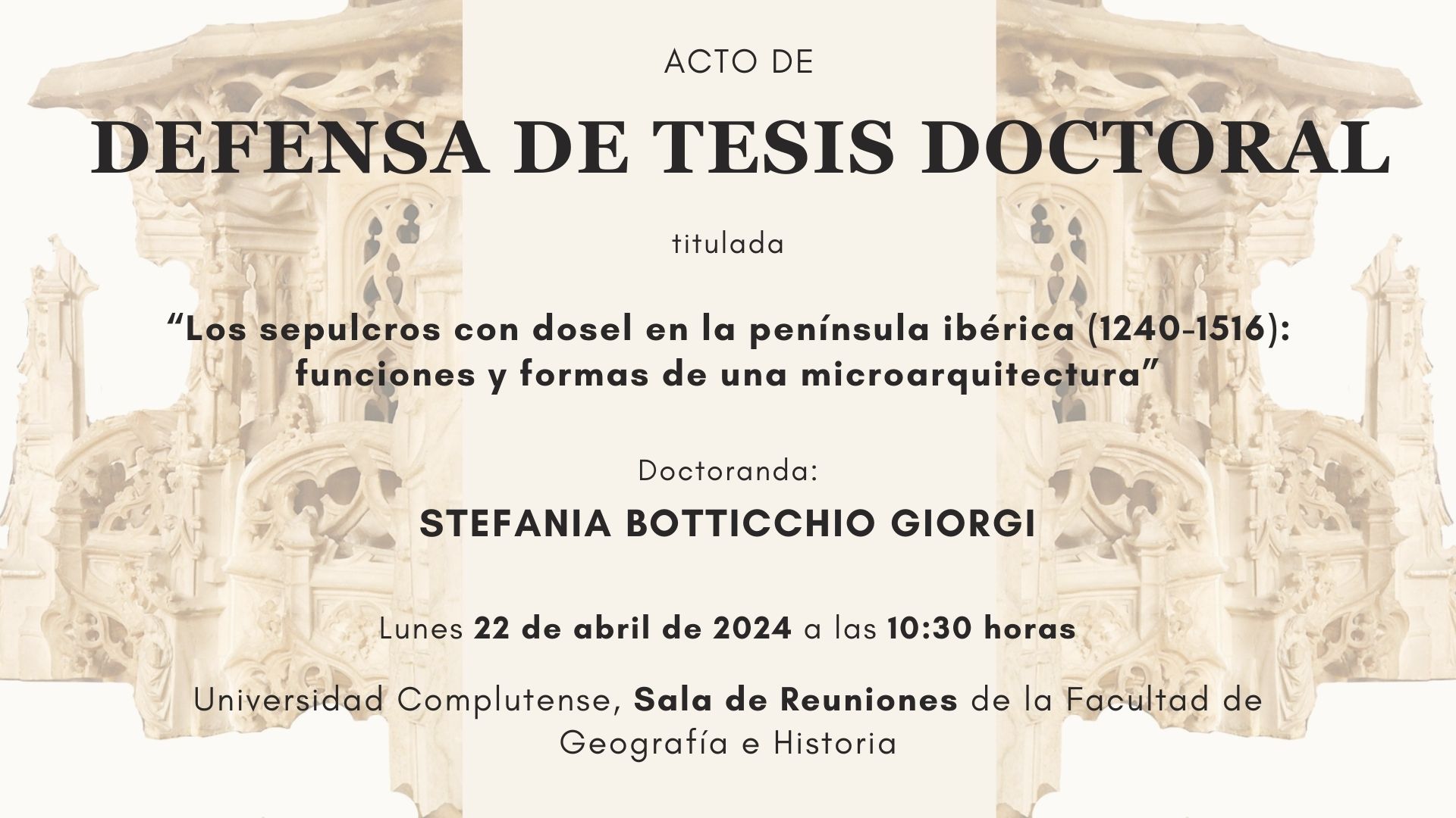 invitación al acto de defensa de la tesis de stefania botticchio giorgi