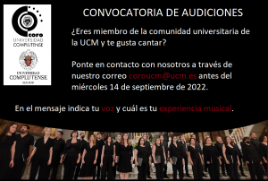 audiciones coro ucm - septiembre 2022