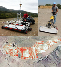Multi-channel Ground Penetrating Radar Stream X with antennas of 200 and 600 MHz. Detection of underground structures in El Castillón (Ciudad Real).