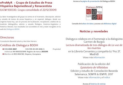 Información del Grupo de Estudios de Prosa Hispánica Bajomedieval y Renacentista (eProMyR).
