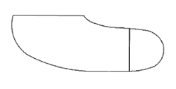 Vista frontal de la capa externa de la sección inferior del calcetin que presenta una ranura destinada a la posterior inserción de la ortesis a medida de silicona