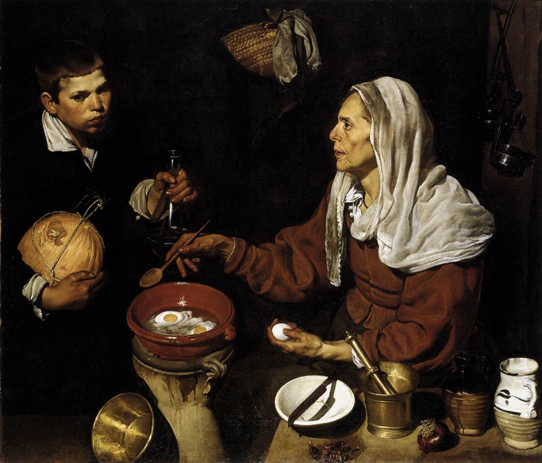 Velázquez. Vieja friendo huevos. 1618