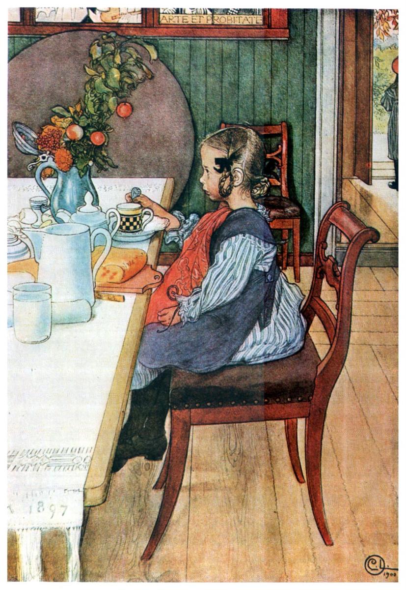 Larsson. Desayuno triste de una dormilona - 1900