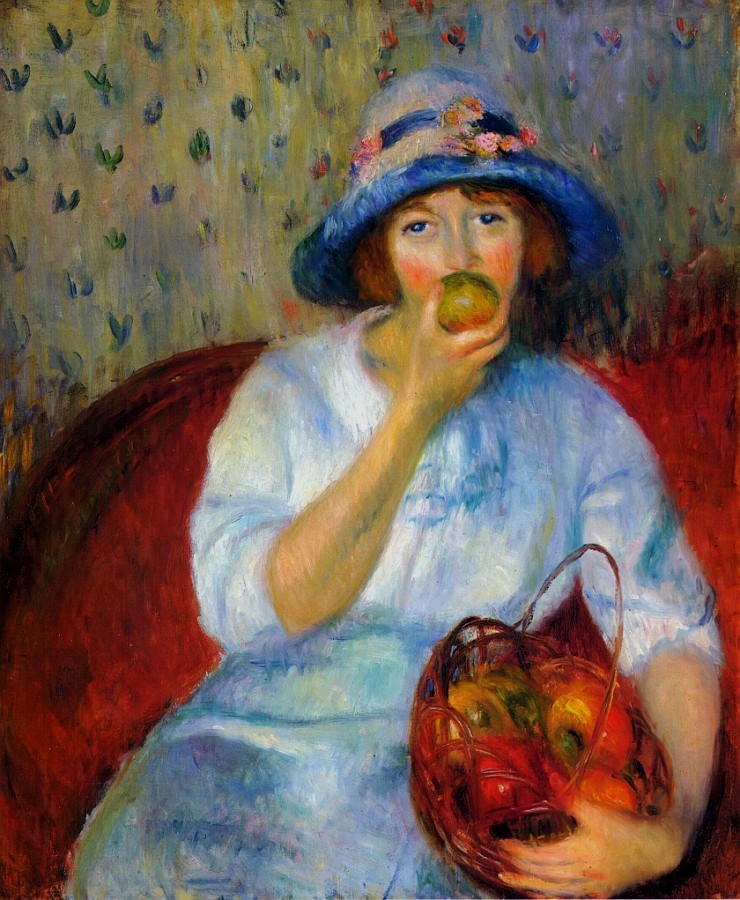 WJ Glackens. Muchacha con manzanas verdes - hacia 1911