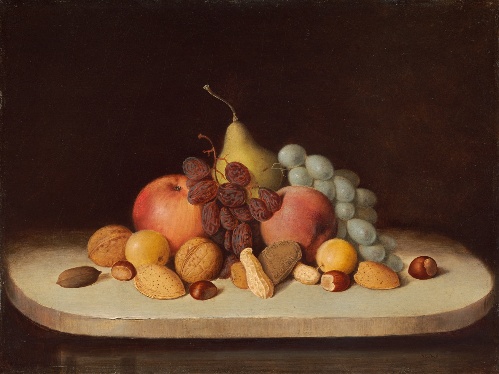 RS Duncanson (1821-1872) - Naturaleza muerta con fruta y frutos secos