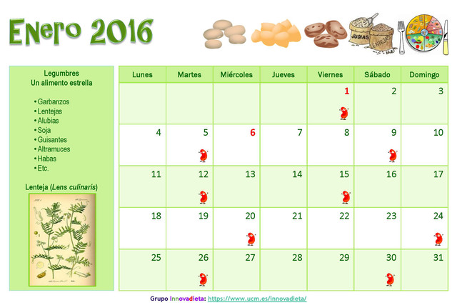 Calendario Innovadieta 2016 para el Año Internacional de las Legumbres - Recetas