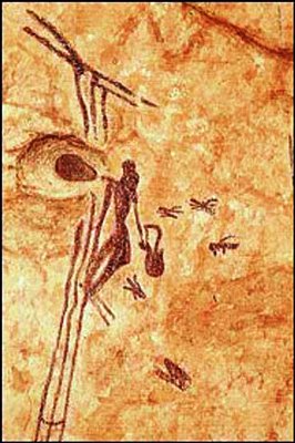 Figura humana recolectando miel, Cueva de la Araña (Neolítico), Bicorp, Valencia