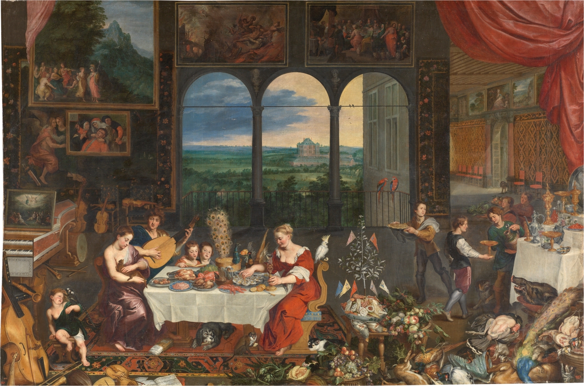 J. Brueghel el Viejo - El Gusto, el Oído y el Tacto - hacia 1620