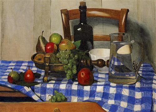 Felix Vallotton - Still life with blue checkered tablecloth - 1919