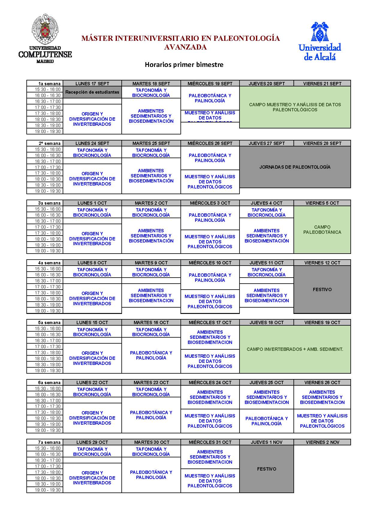 Ucm Master Universitario En Paleontologia Avanzada Conjunto Con Uah calendario examenes ucm