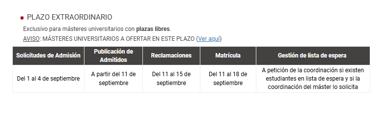 3 periodo de preinscrión 1-4 de septiembre ¡ÚLTIMAS PLAZAS! 