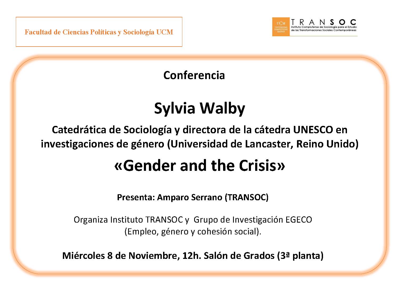 Conferencia de Sylvia Walby