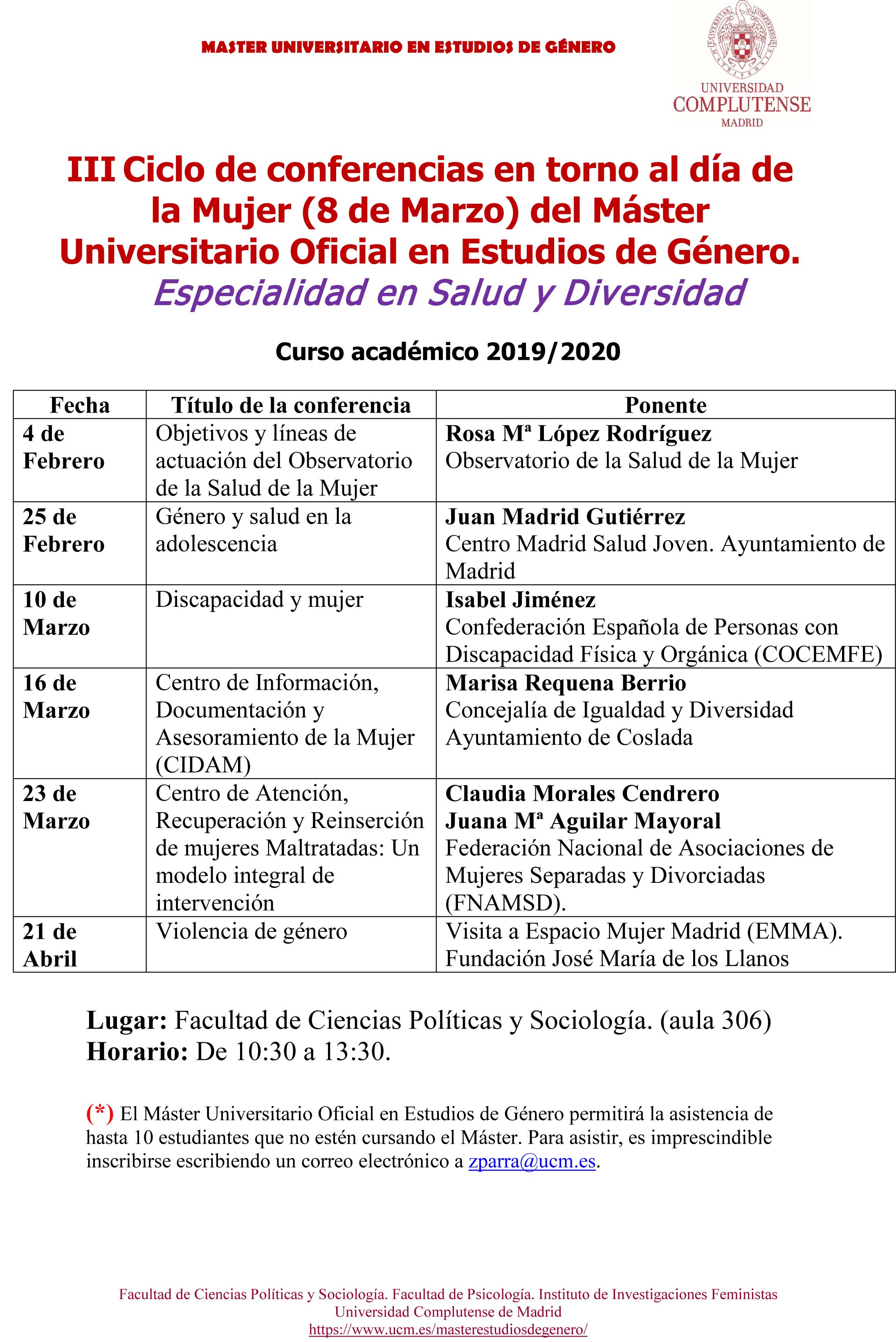 III Ciclo de conferencias en torno al Día de la Mujer