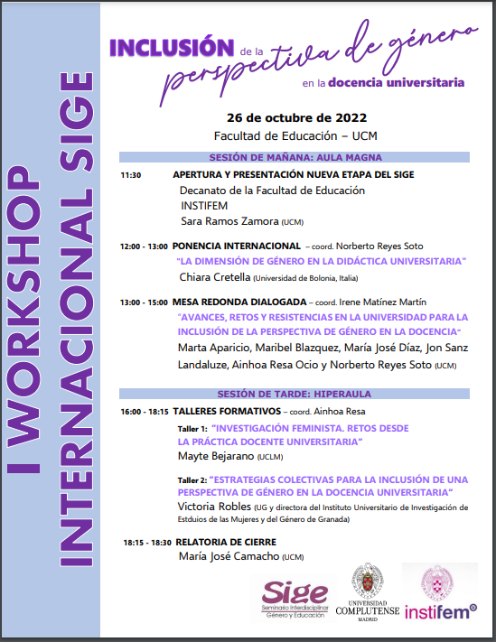 I Workshop Internacional SIGE: "Inclusión de la perspectiva de género en la docencia universitaria" - 1