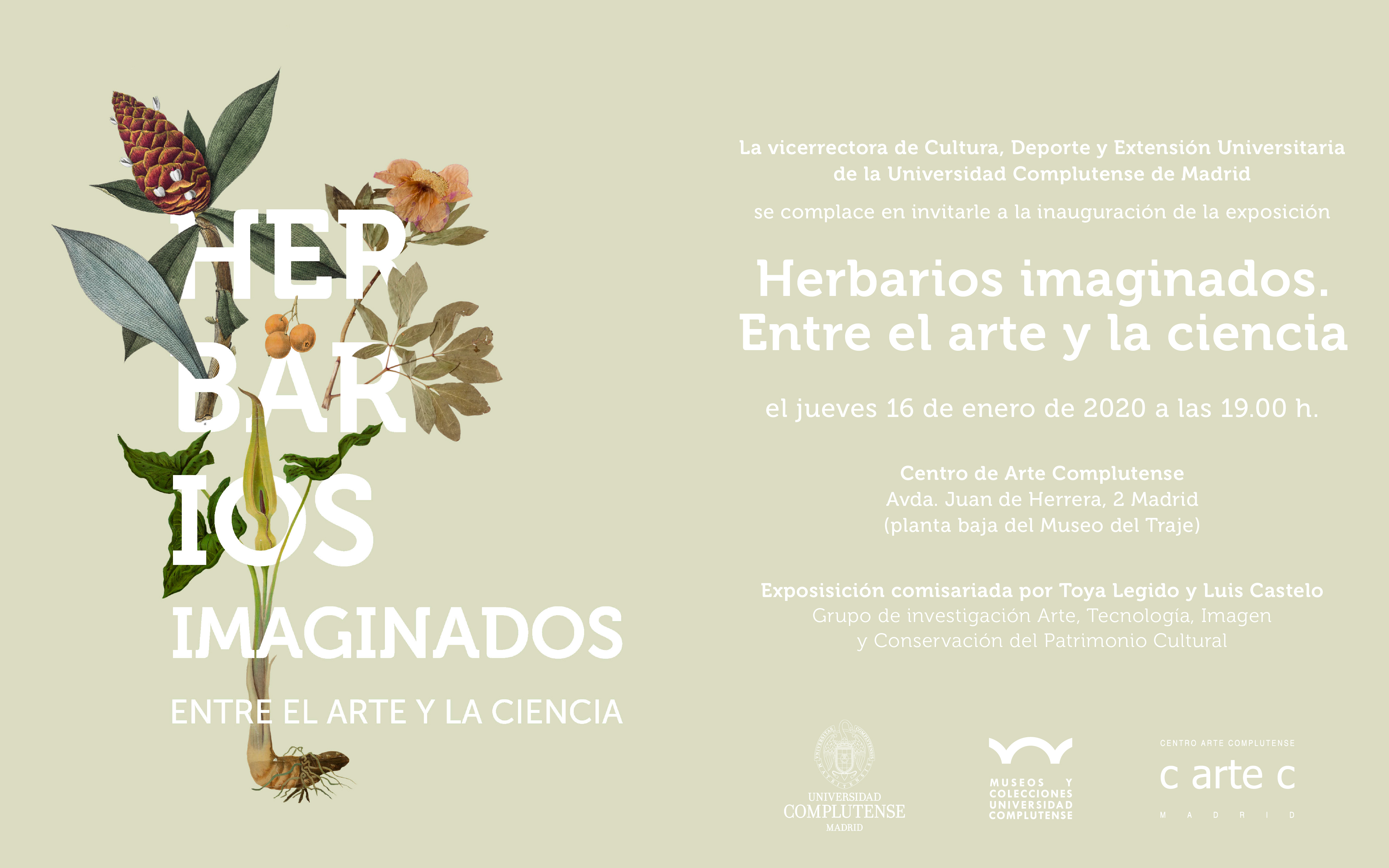Inauguración exposición Herbarios imaginados. Entre el Arte y la Ciencia. Jueves, 16 enero, 19:00 h.