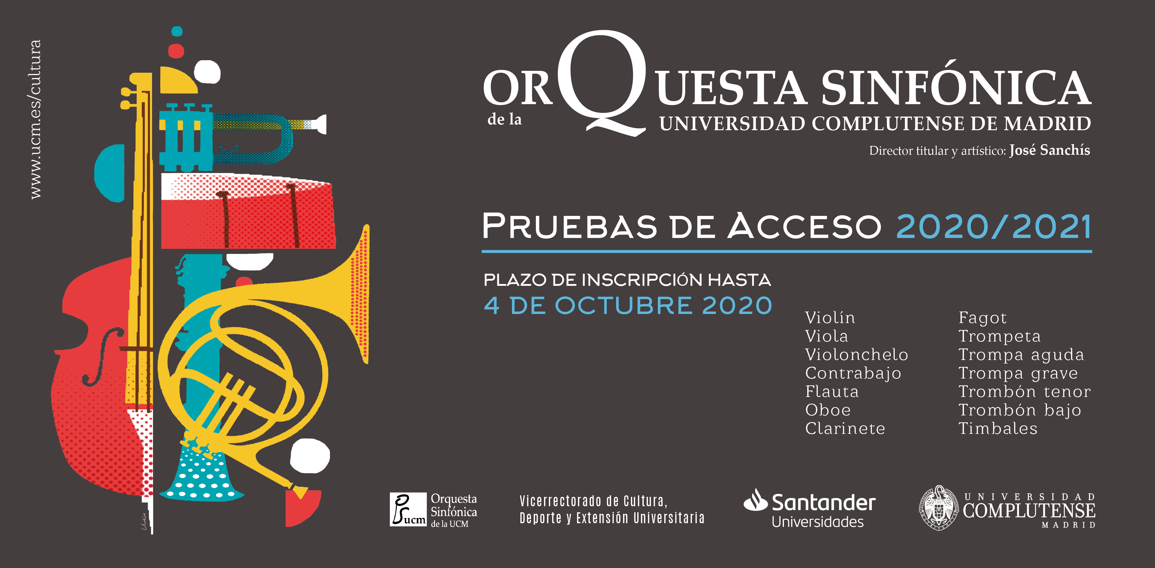 Convocatoria de acceso a la Orquesta Sinfónica de la UCM 2020/21
