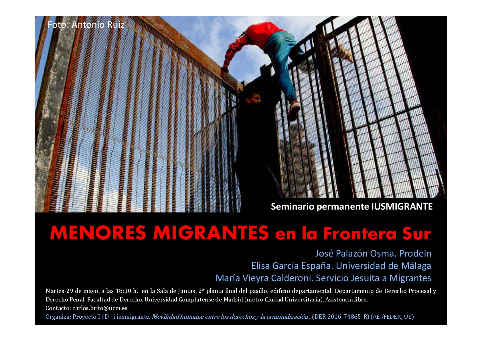 29 de mayo, 18.30h., Seminario Iusmigrante: «MENORES MIGRANTES en la Frontera Sur»