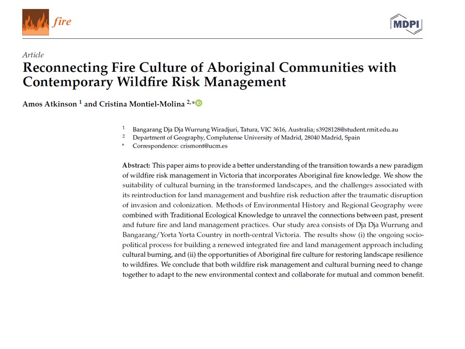¡¡Nuevo artículo sobre quemas aborígenes!!