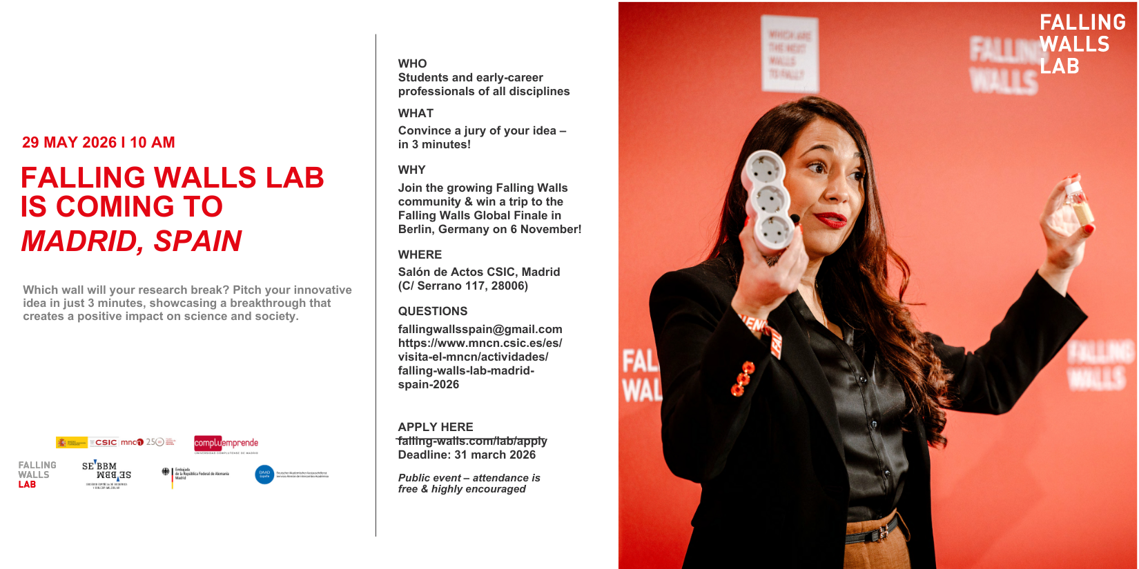 ¡Nueva convocatoria de Falling Walls Lab Madrid, Spain 2026!