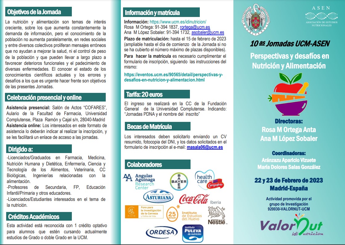 10ª Jornadas UCM-ASEN: Perspectivas y desafíos en Nutrición y Alimentación