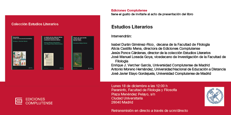 Presentación de la colección Estudios Literarios