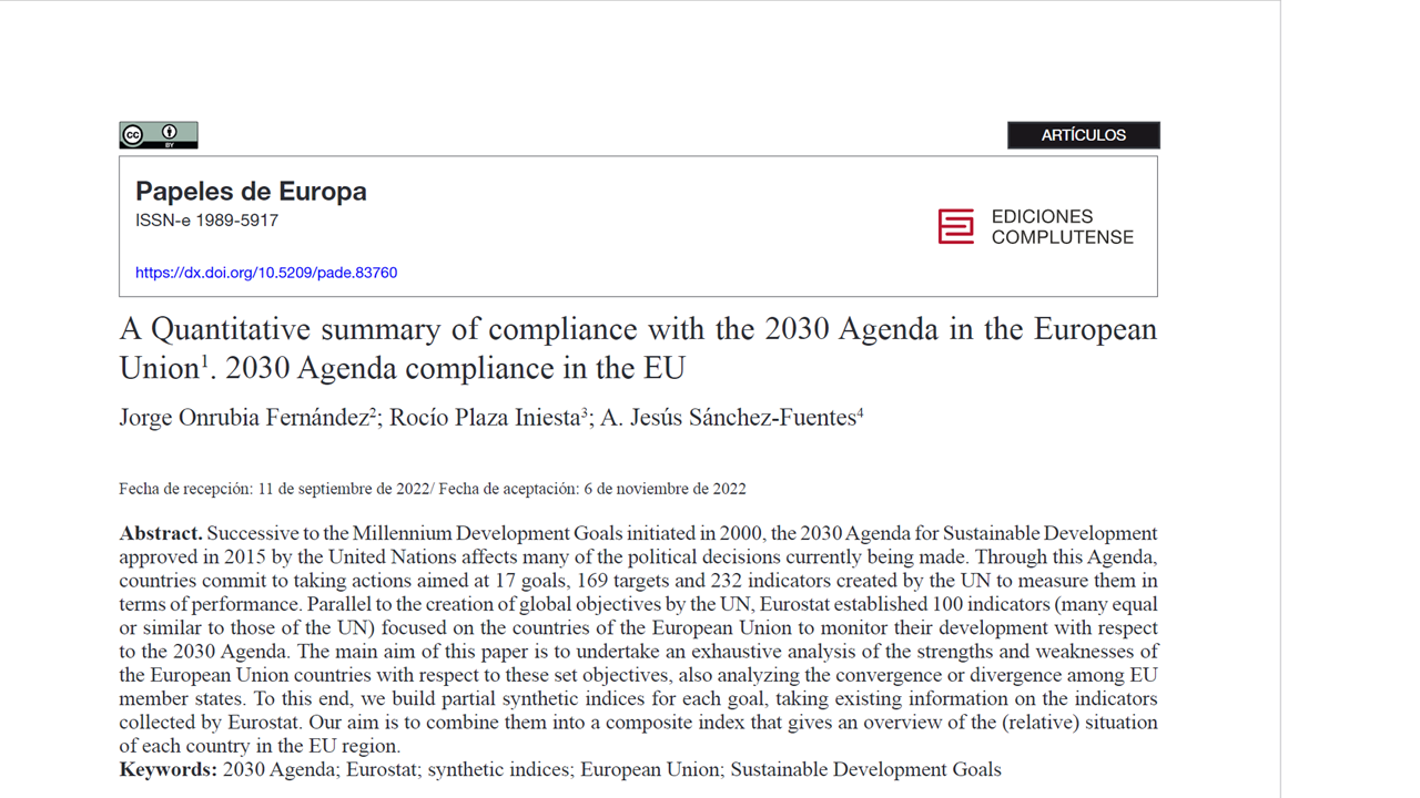 A Quantitative summary of compliance with the 2030 Agenda in the European Union1. 2030 Agenda compliance in the EU
