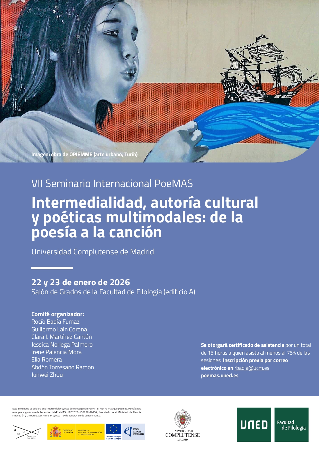 VII Seminario PoeMAS "Intermedialidad, autoría cultural y poéticas multimodales: de la poesía a la canción"