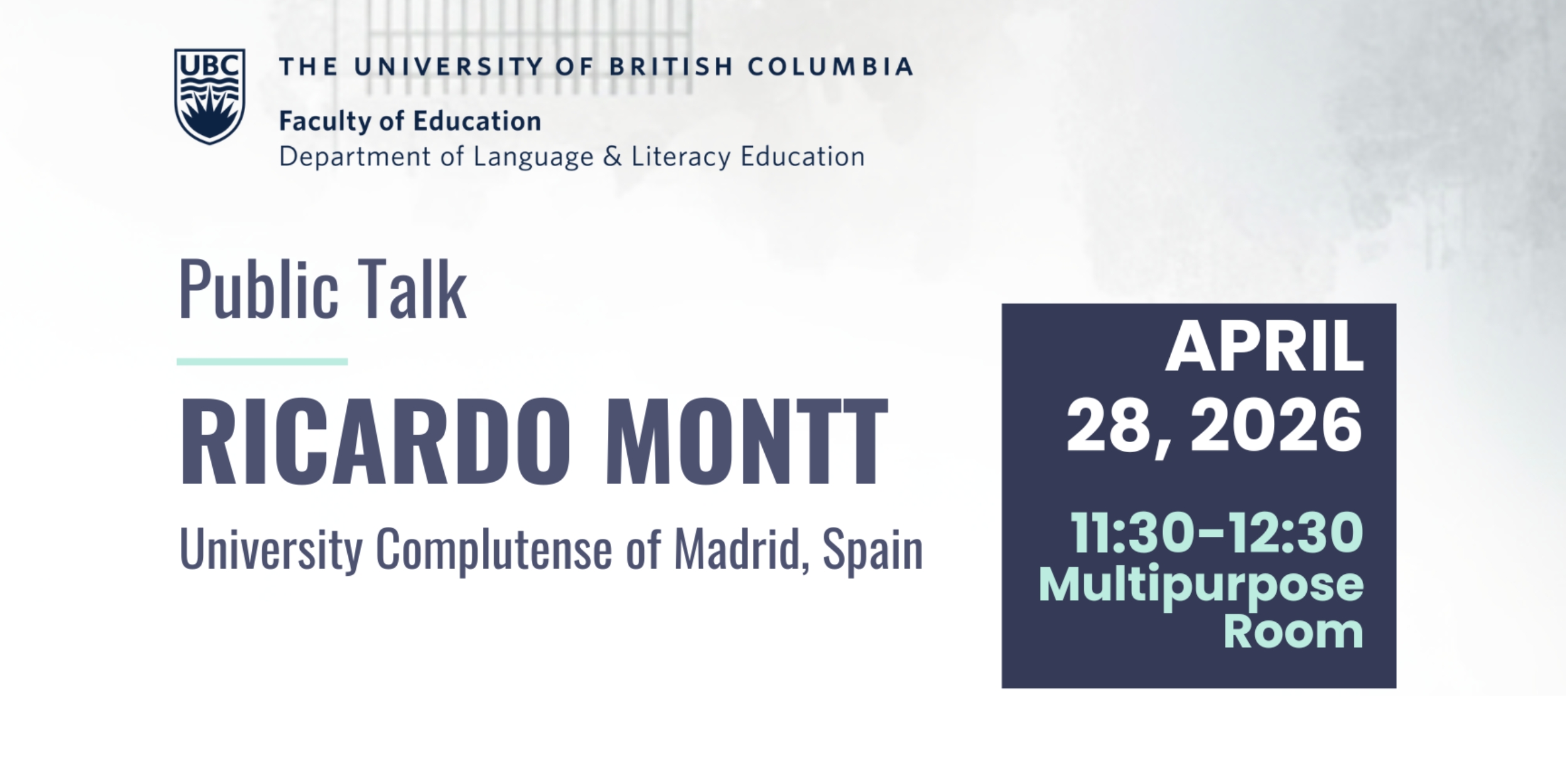 Ricardo Montt presentará los avances del proyecto DigitalHealthEdu en la University of British Columbia (Canadá)