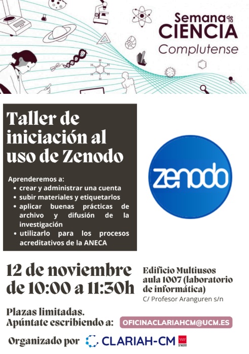 El nodo CLARIAH-CM organiza la actividad «Ábrete a Europa: aprende a usar Zenodo» en la Semana de la Ciencia 2025