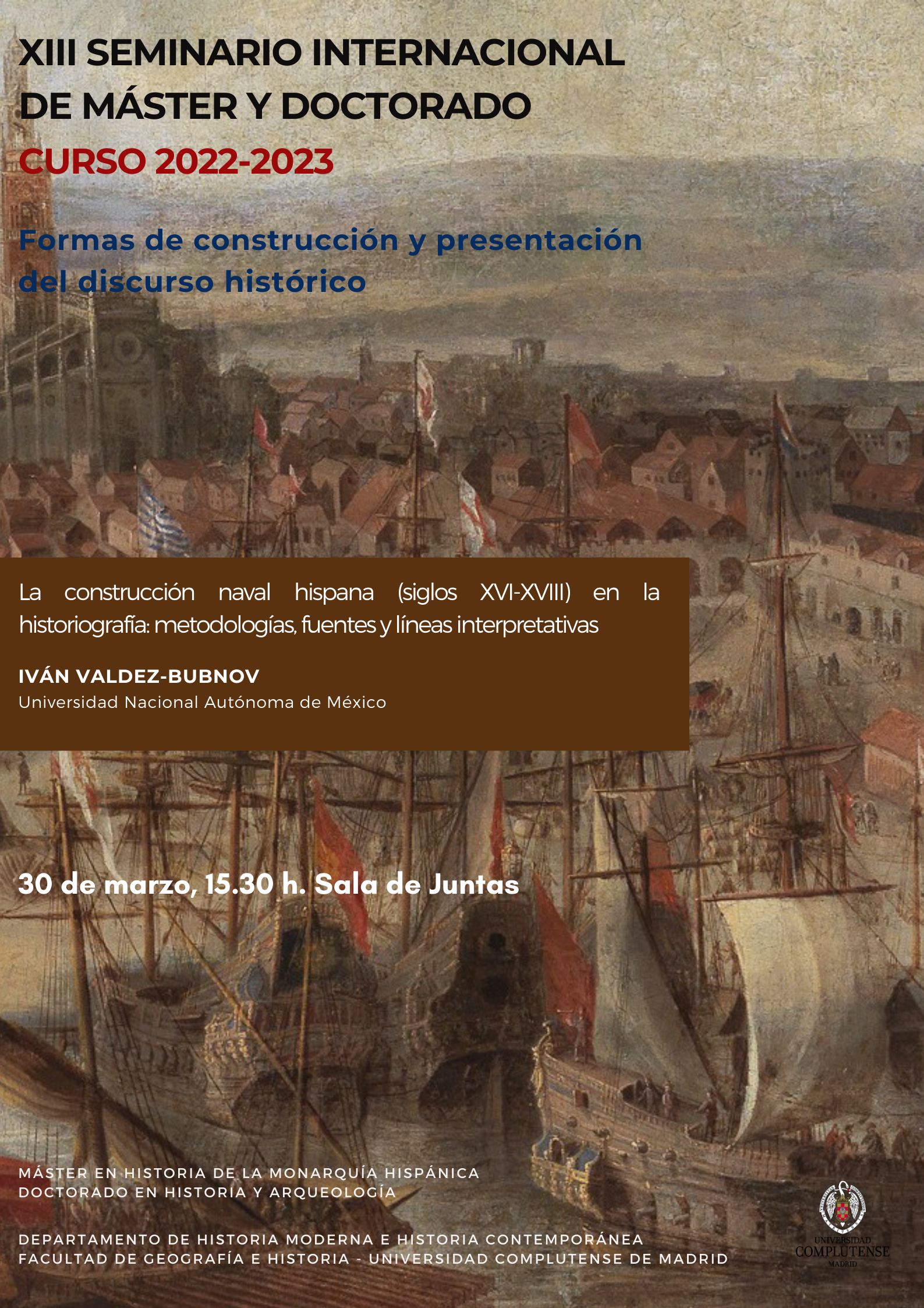 Seminario Internacional Formas de construcción y presentación del discurso histórico 2022-2023 (4ª sesión) - 30.03.2023
