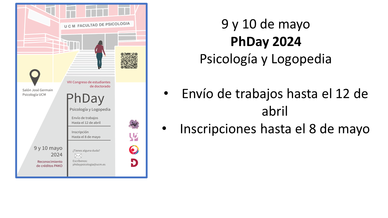 PhDay 2024. 9 y 10 de mayo. Envío de trabajos hasta el 12 de abril