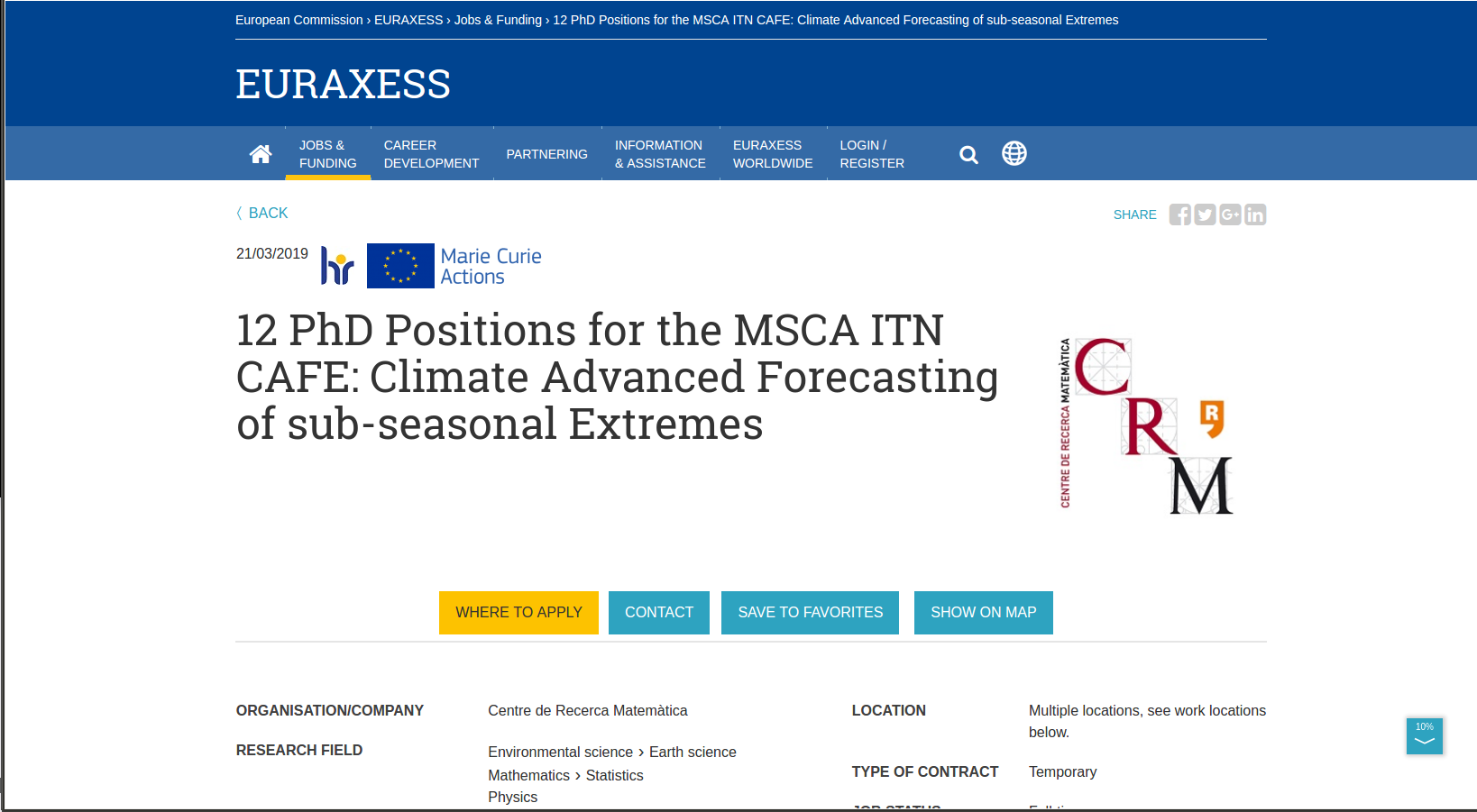 Becas de doctorado predicción climática