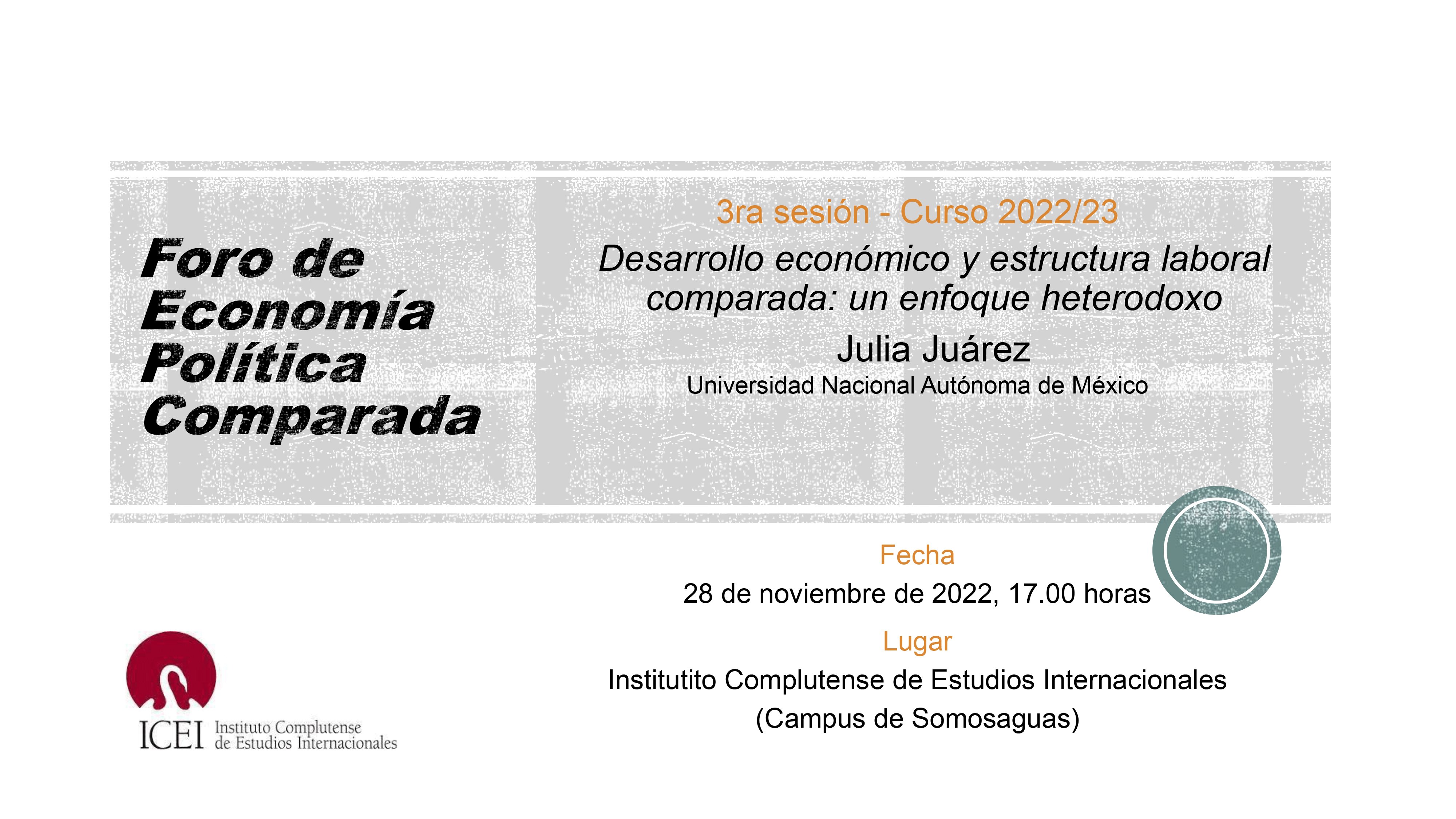 Tercera sesión del Foro de Economía Política Comparada 2022-2023