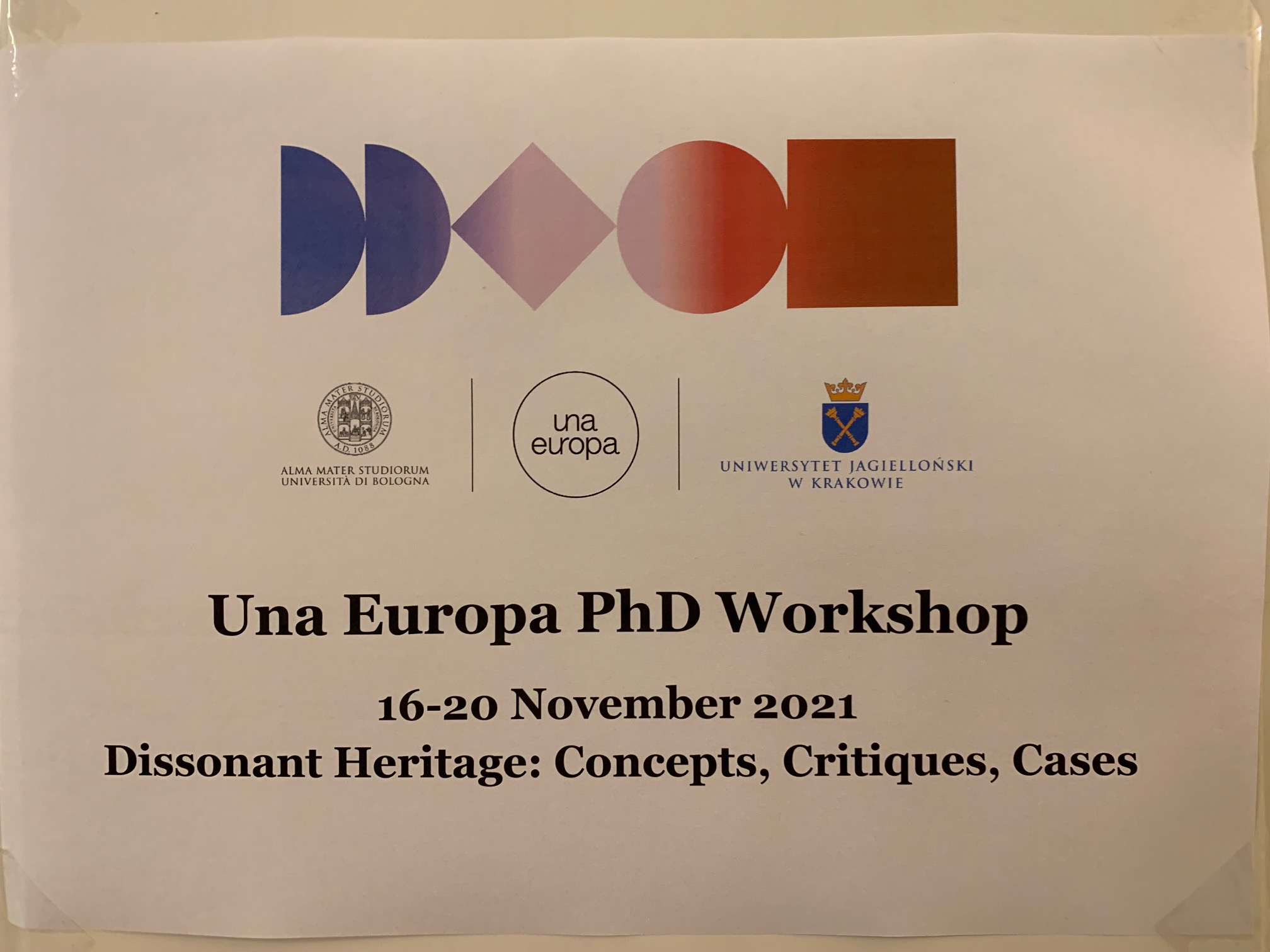 II UNA Europa Doctoral Workshop on Cultural Heritage. Dissonant Heritage - 3