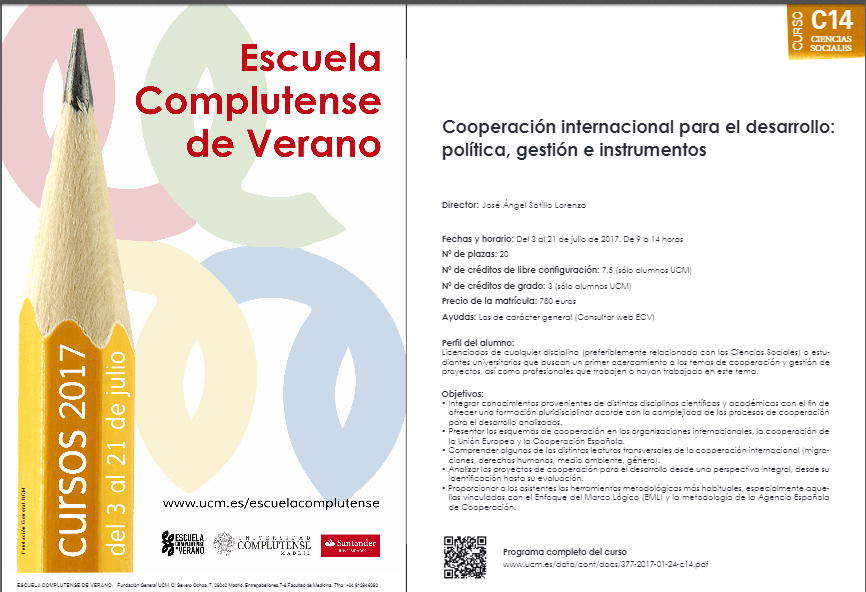 Curso "Cooperación internacional para el desarrollo: política, gestión e instrumentos". Abierta matrícula.